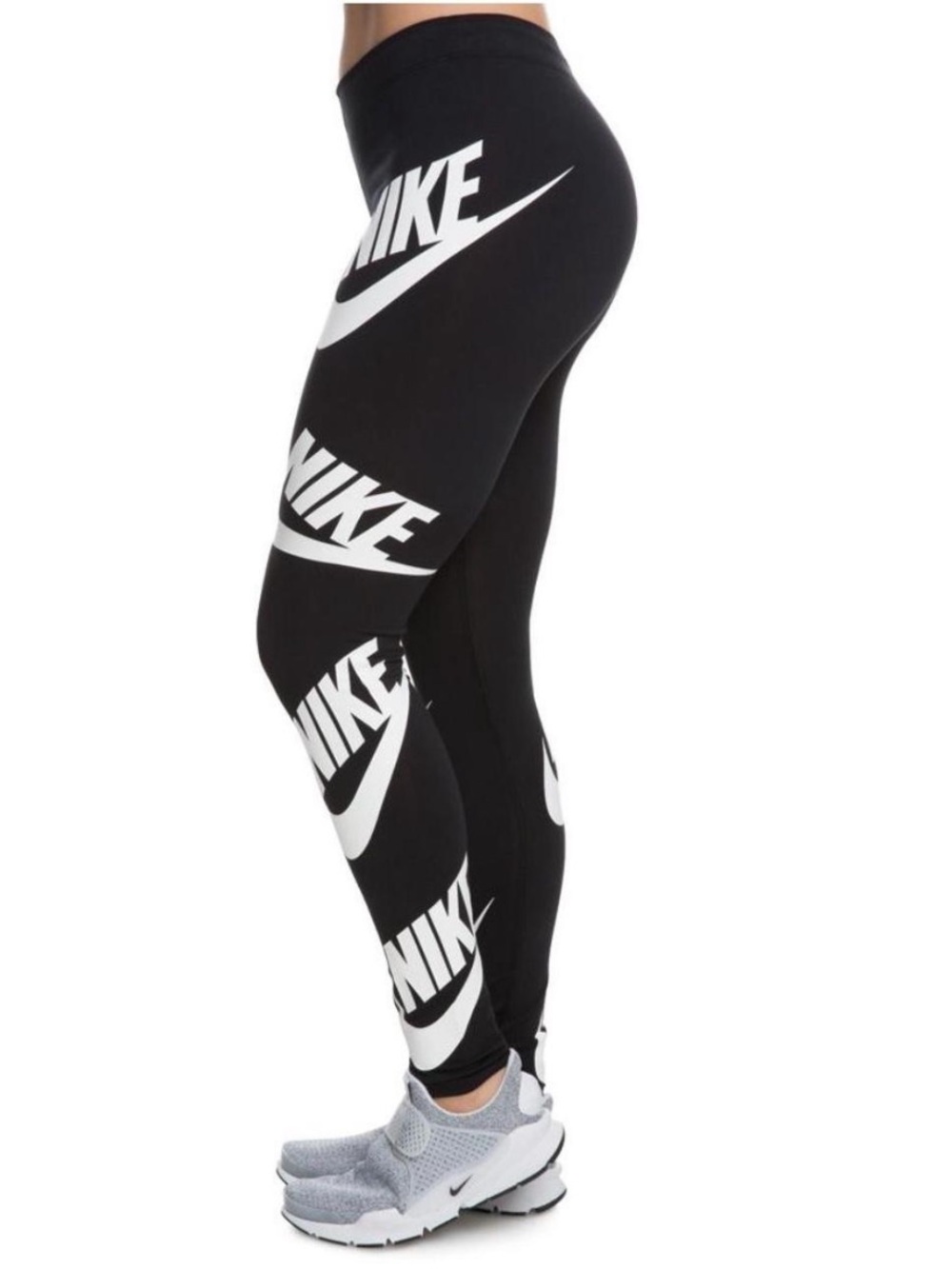 Nike Black Leggings with White Logo Print